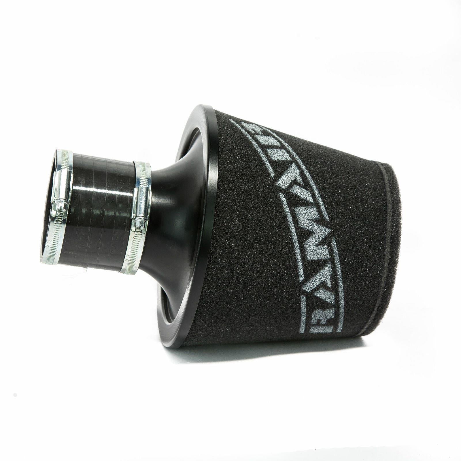 Ramair Large Foam Filter Aluminium Base 70mm OD Black with Silicone Coupler