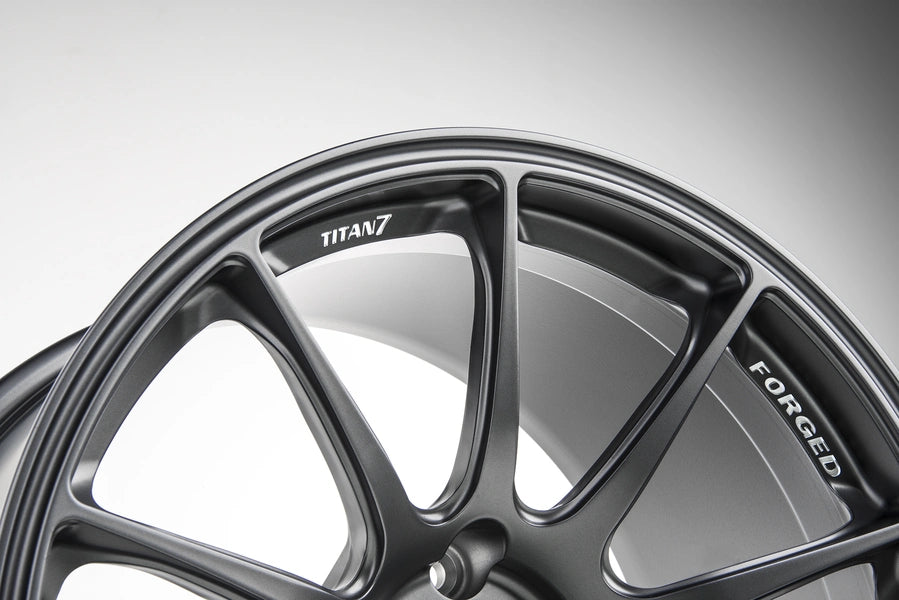 Titan 7 Forged Aluminium Wheel - T-R10 17x9.5 5x114.3 ET 51 CB 73.1 in Satin Titanium