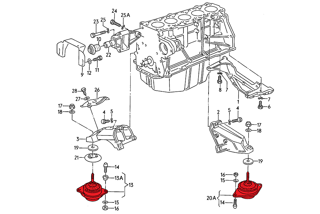 Verkline Engine mounts for Audi 5-cylinder – Street Hardness