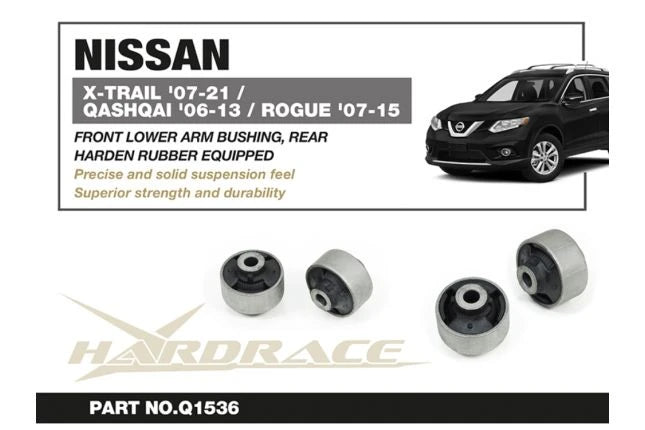 Hardrace NISSAN X-TRAIL / QASHQAI FRONT LOWER ARM BUSHING REAR RUBBER 2PC (0026801)