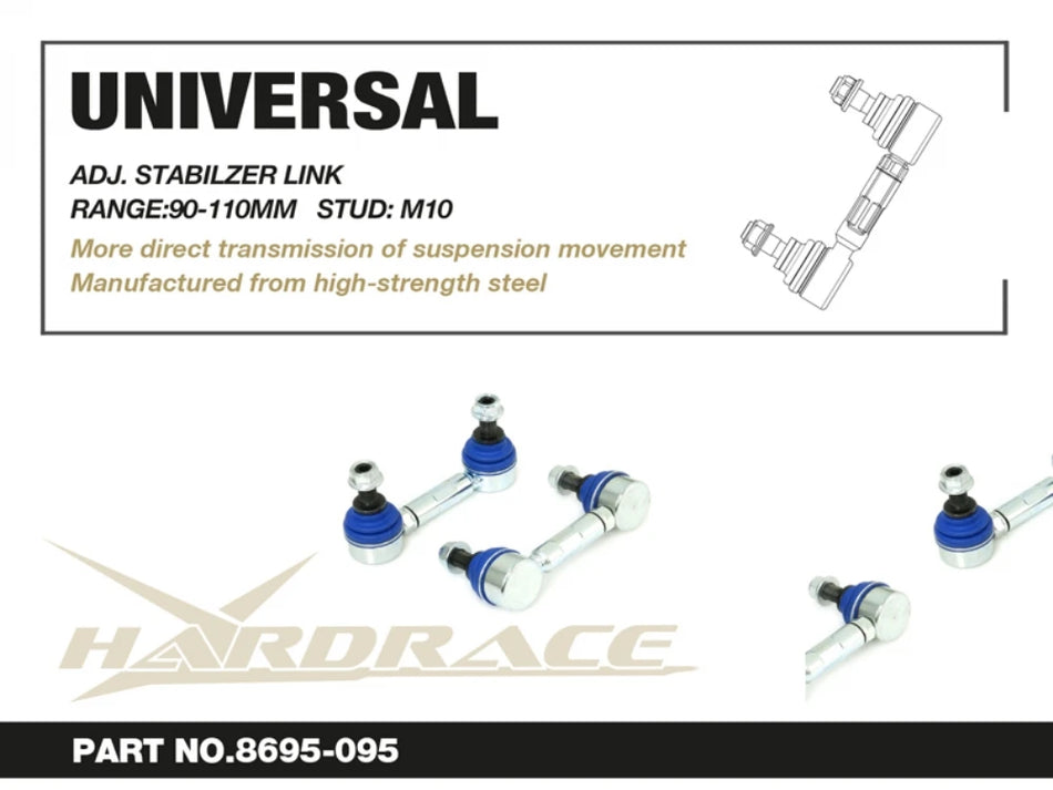 Hardrace UNIVERSAL ADJ. STABILIZER LINK - 2PCS/SET RANGE:90-110MM 10MM STUD ROD END (0070597)