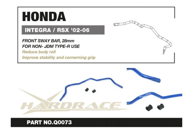 Hardrace HONDA INTEGRA/RSX/CIVIC FRONT SWAY BAR 28mm 3PCS/SET DC5: NON-JDM TYPE-R USE (0070851)