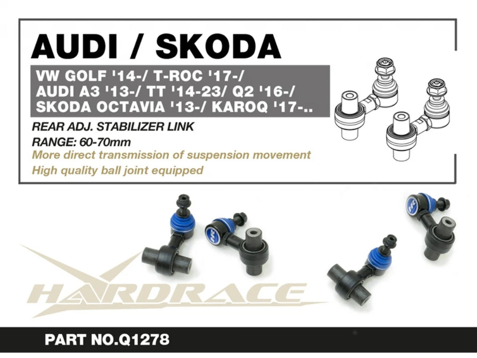 Hardrace VW GOLF/T-ROC/TIGUAN/A3/TT/OCTAVIA REAR ADJ STABILIZER LINK RUBBER 60-70mm (0070897)