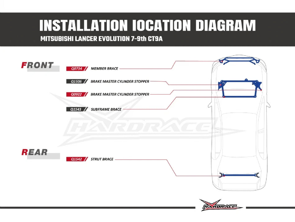 Hardrace FRONT SUBFRAME BRACE MITSUBISHI LANCER EVOLUTION (0073640)