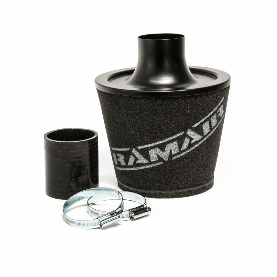 Ramair Large Foam Filter Aluminium Base 70mm OD Black with Silicone Coupler