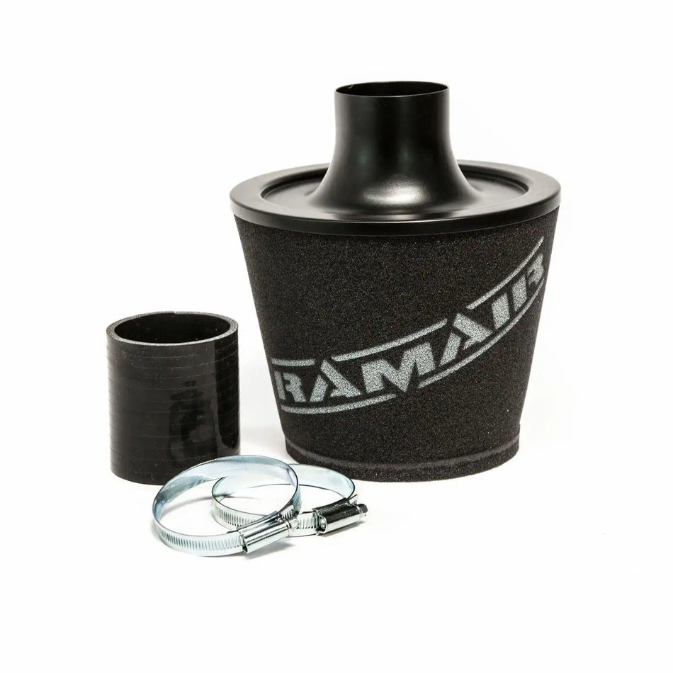 Ramair Large Foam Filter Aluminium Base 70mm OD Black with Silicone Coupler