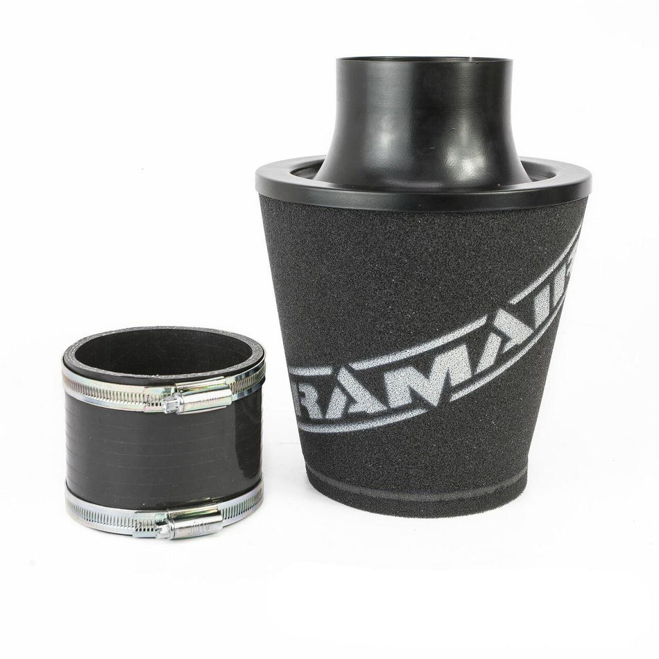 Ramair Medium Foam Filter Aluminium Base 90mm OD Black with Silicone Coupler