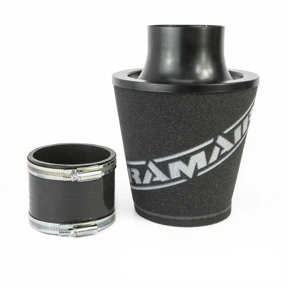 Ramair Medium Foam Filter Aluminium Base 90mm OD Black with Silicone Coupler