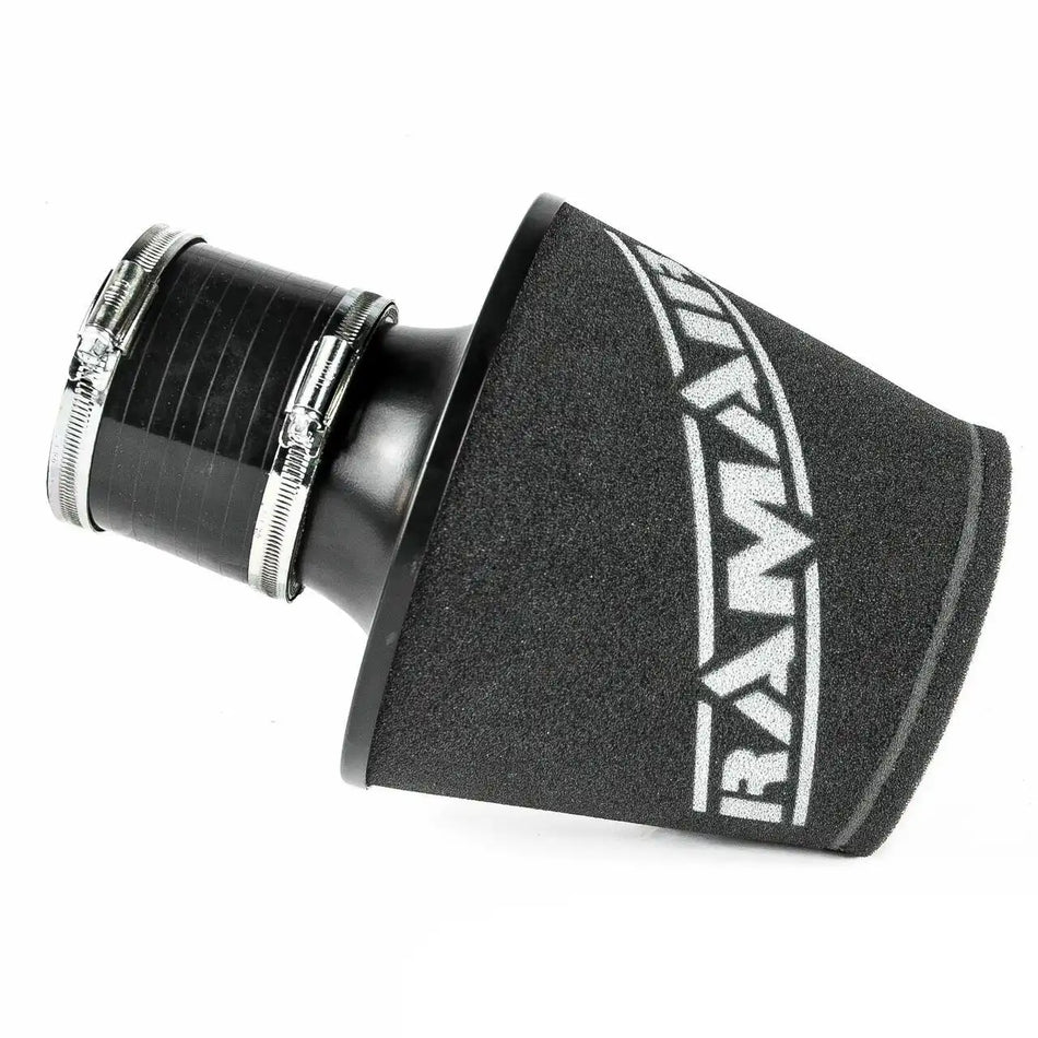 Ramair Large Foam Filter Aluminium Base 90mm OD Black with Silicone Coupler