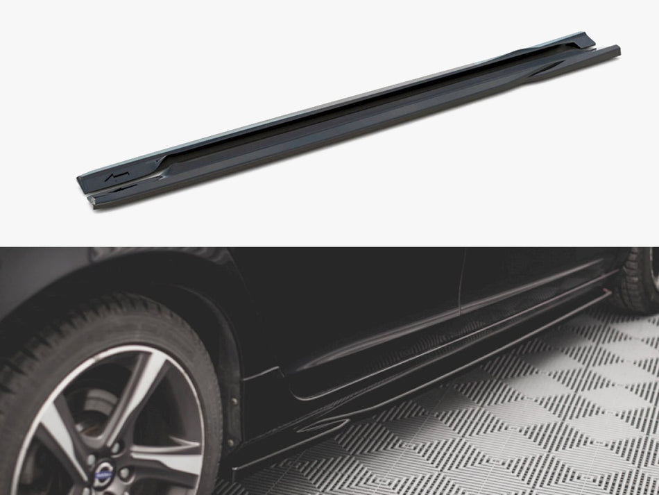Maxton Side Skirts Diffusers Volvo S60 R-Design Mk2 - Carbon Look