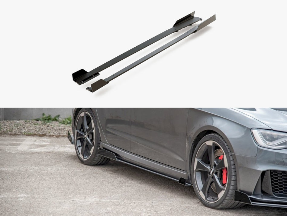 Maxton Street PRO Side Skirts Diffusers + Flaps Audi RS3 8V Sportback