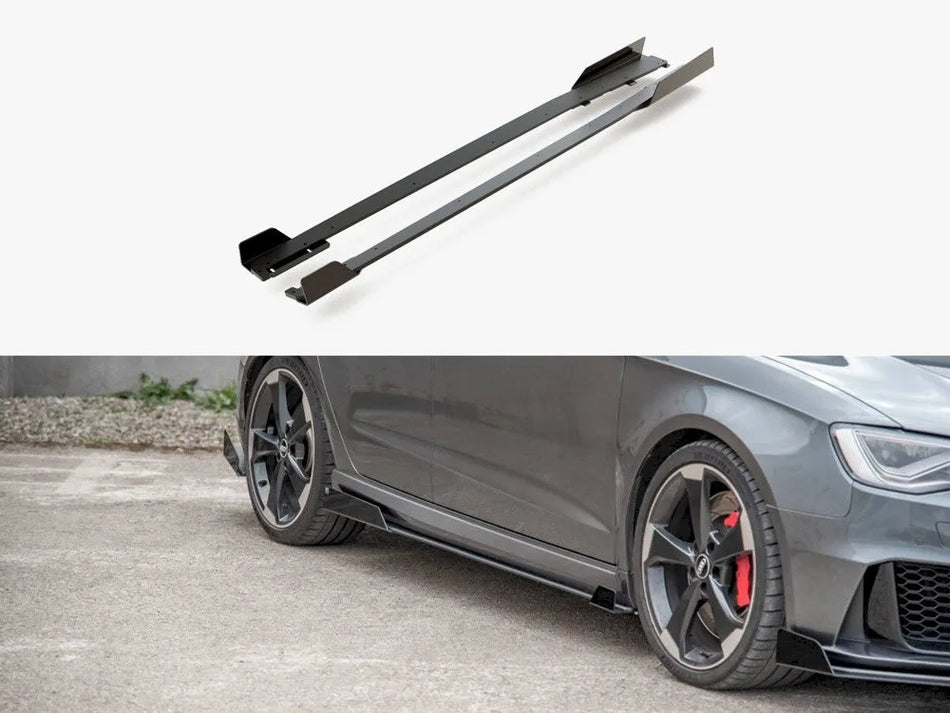 Maxton Street PRO Side Skirts Diffusers + Flaps Audi RS3 8V Sportback