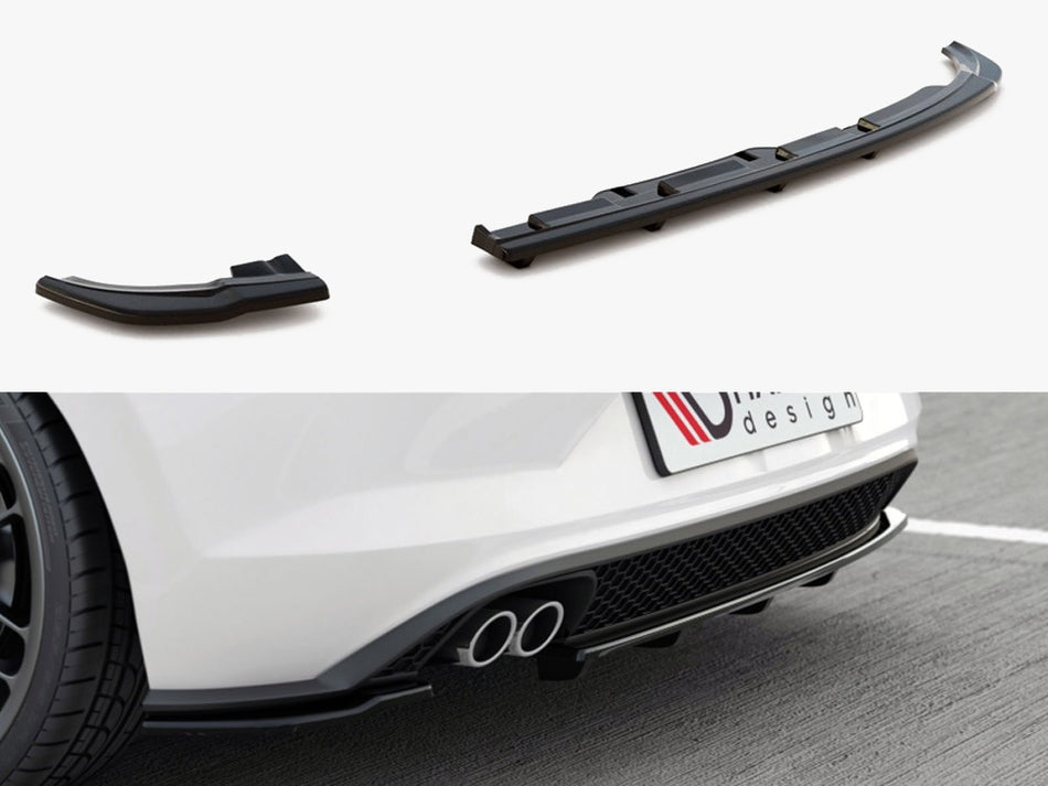 Maxton Rear Splitter (Vertical Bars) Volkswagen Polo GTI / R-Line Mk6 - Carbon Look