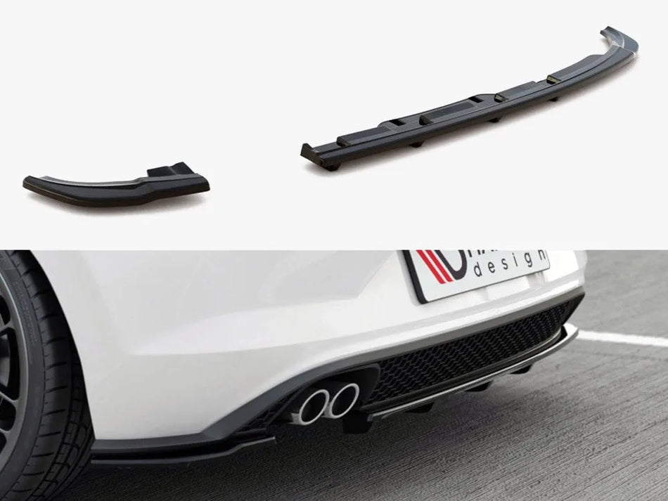 Maxton Rear Splitter (Vertical Bars) Volkswagen Polo GTI / R-Line Mk6 - Carbon Look