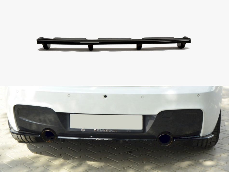 Maxton Central Rear Splitter (Vertical Bars) BMW 1 F20 / F21 - Textured