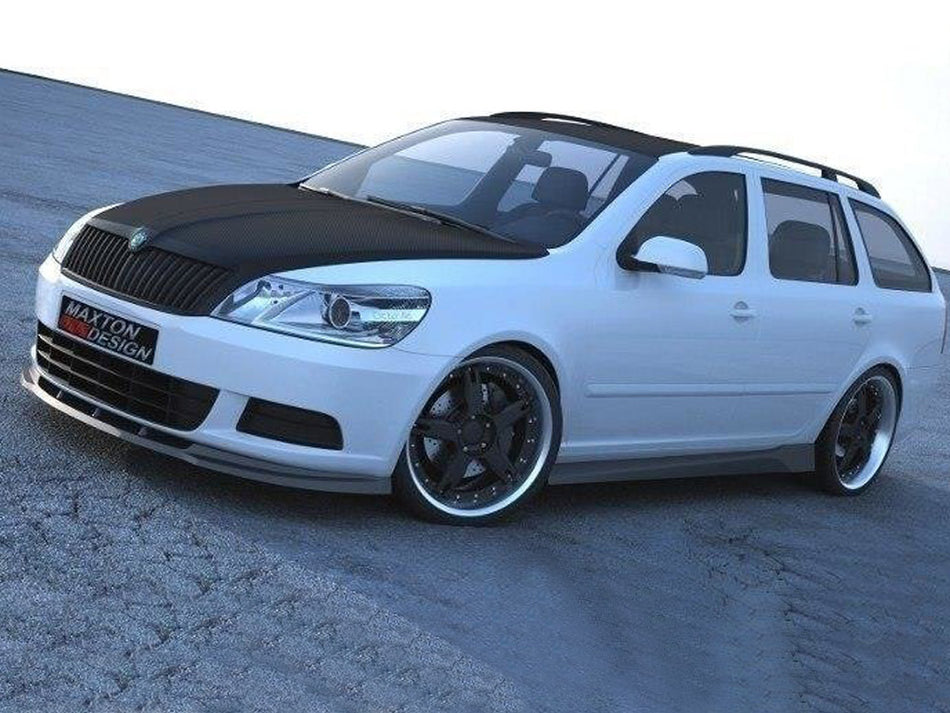 Maxton Front Splitter Octavia 2 Facelift Model, Standard Bumper - Carbon Look