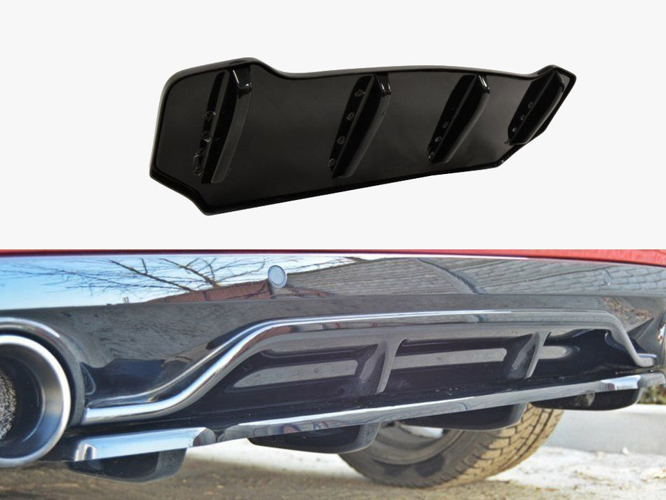 Maxton Central Rear Splitter (Vertical Bars) Peugeot 308 II GTI - Textured