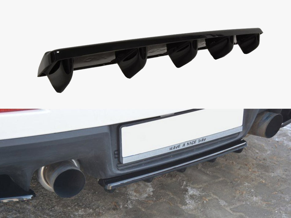 Maxton Central Rear Splitter Mitsubishi Lancer EVO X (W/vertical Bars) (2007-2015)