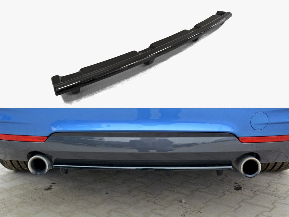 Maxton Central Rear Splitter (Vertical Bars) BMW 4 Coupe / Gran Coupe / Cabrio M-Pack F32 / F36 / F33 - Carbon Look