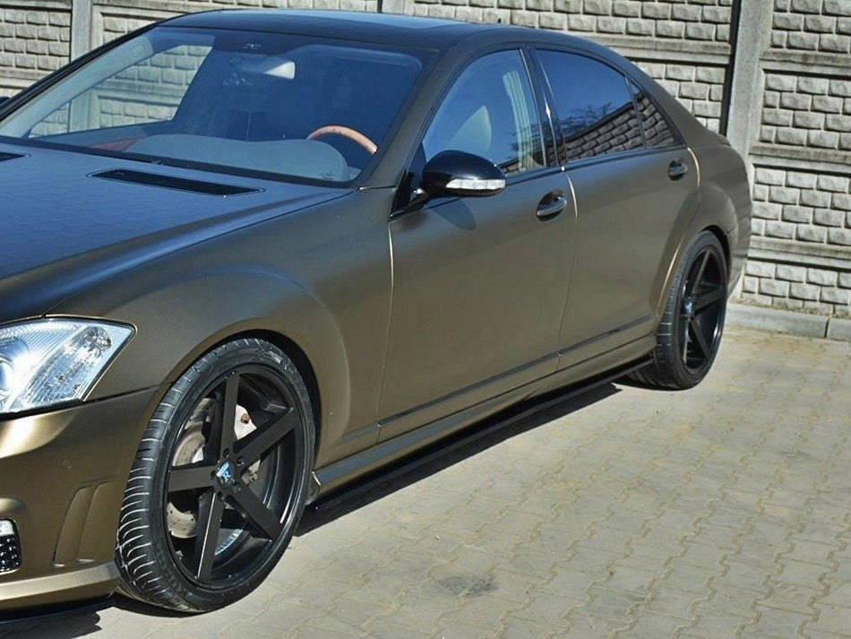 Maxton Side Skirts Diffusers Mercedes S-class W221 AMG LWB - Carbon Look