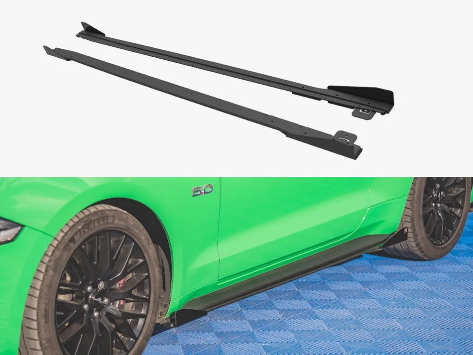 Maxton Street PRO Side Skirts Diffusers V.1 + Flaps Ford Mustang GT Mk6 Facelift