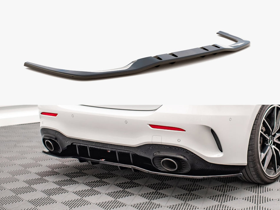 Maxton Rear Splitter (Vertical Bars) V.1 Mercedes A 35 AMG Sedan V177 - Carbon Look