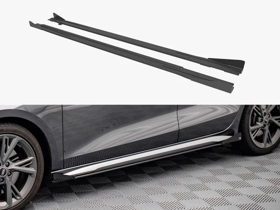 Maxton Street PRO Side Skirts Diffusers + Flaps Audi S3 / A3 S-Line 8Y / 8Y Facelift