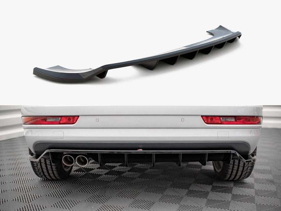 Maxton Central Rear Splitter (Vertical Bars) Audi Q3 Sport 8U Facelift