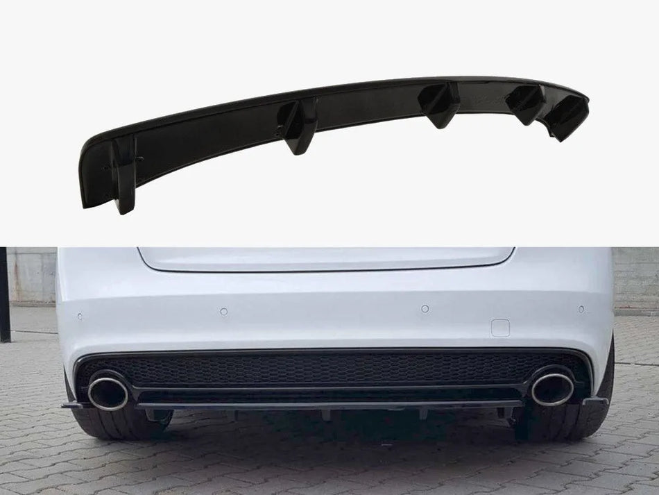 Maxton Central Rear Splitter (Vertical Bars) Audi A5 S-line 8T FL Coupe / Sportback - Textured