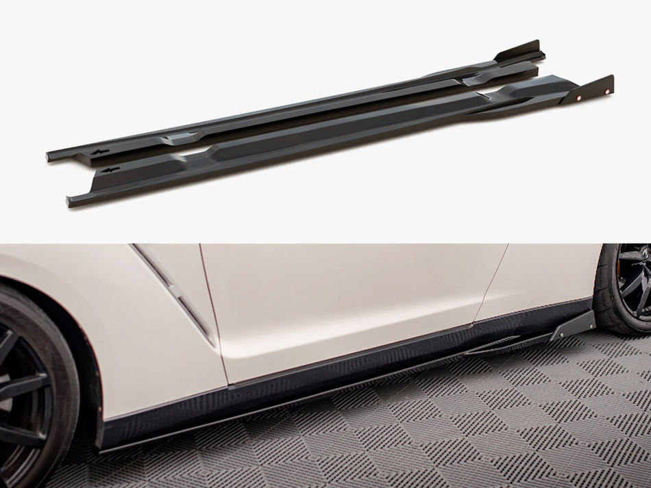 Maxton Side Skirts Diffusers + Flaps Nissan GTR R35 1st Facelift