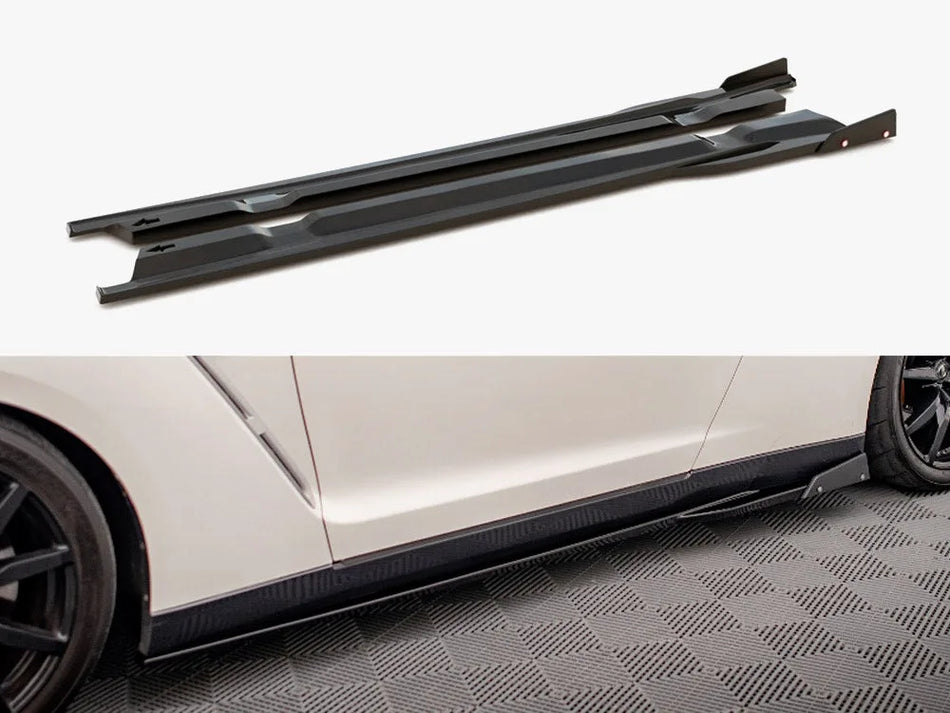 Maxton Side Skirts Diffusers + Flaps Nissan GTR R35 1st Facelift