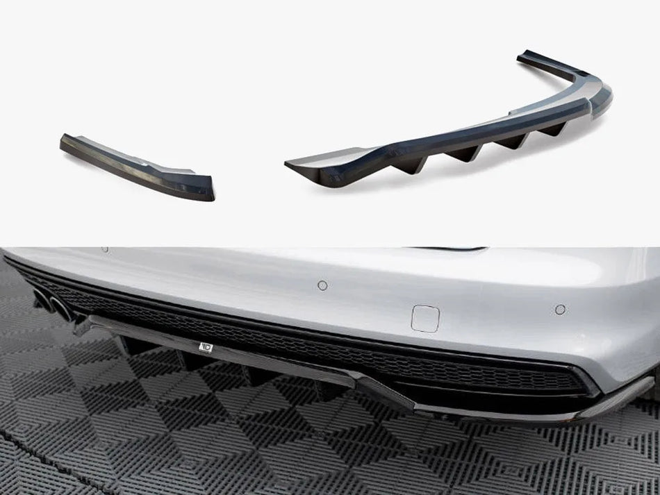 Maxton Central Rear Splitter (Vertical Bars) Audi A4 Competition B8 Facelift