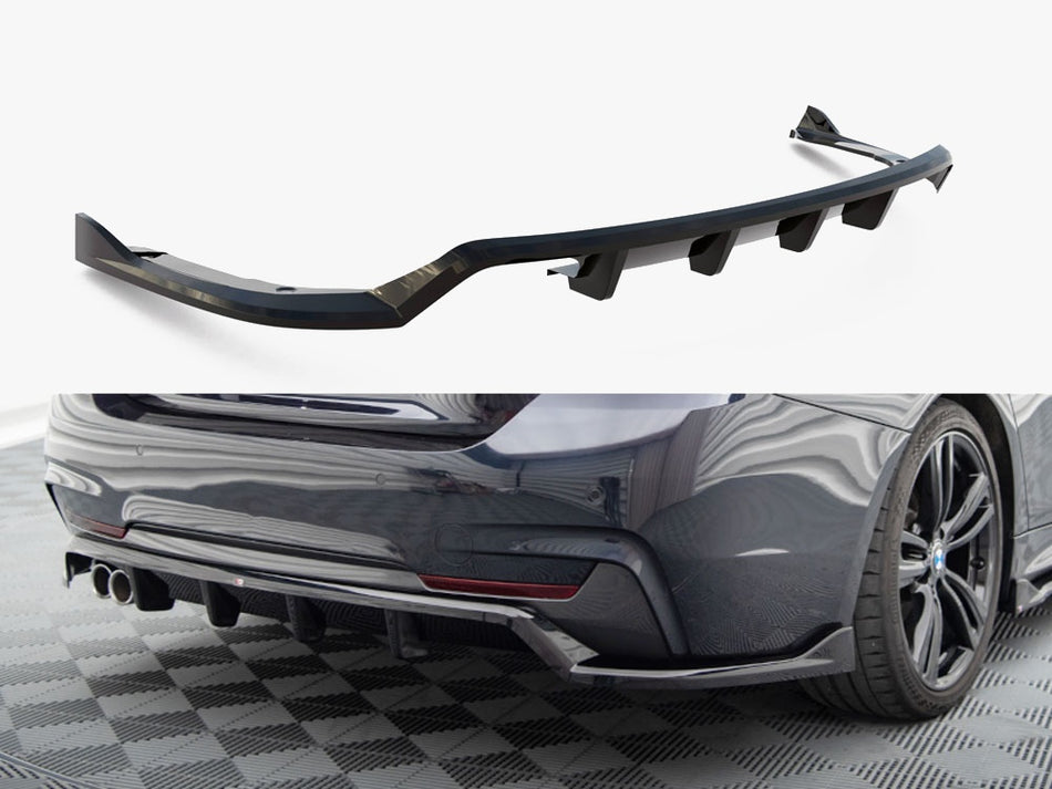 Maxton Central Rear Splitter (Vertical Bars) BMW 4 Coupe / Gran Coupe / Cabrio M-Pack F32 / F36 / F33