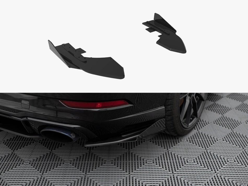 Maxton Street Pro Rear Side Splitters + Flaps Audi RS3 Sedan 8V Facelift - Black-Red + Gloss Flaps