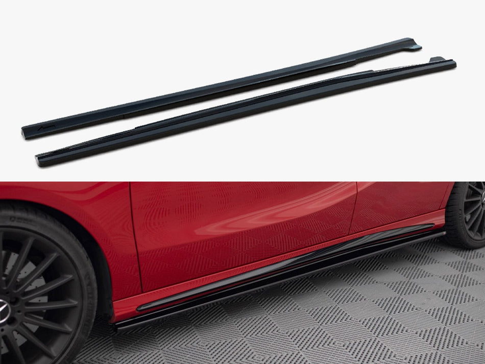 Maxton Side Skirts Diffusers Mercedes A W176 / CLA 117 AMG / CLA 117 AMG-Line Facelift - Carbon Look