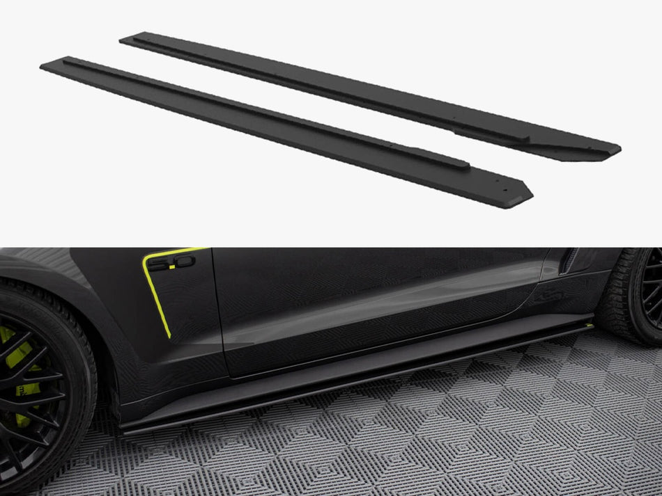 Maxton Street PRO Side Skirts Diffusers Ford Mustang GT Mk6 - Black-Red
