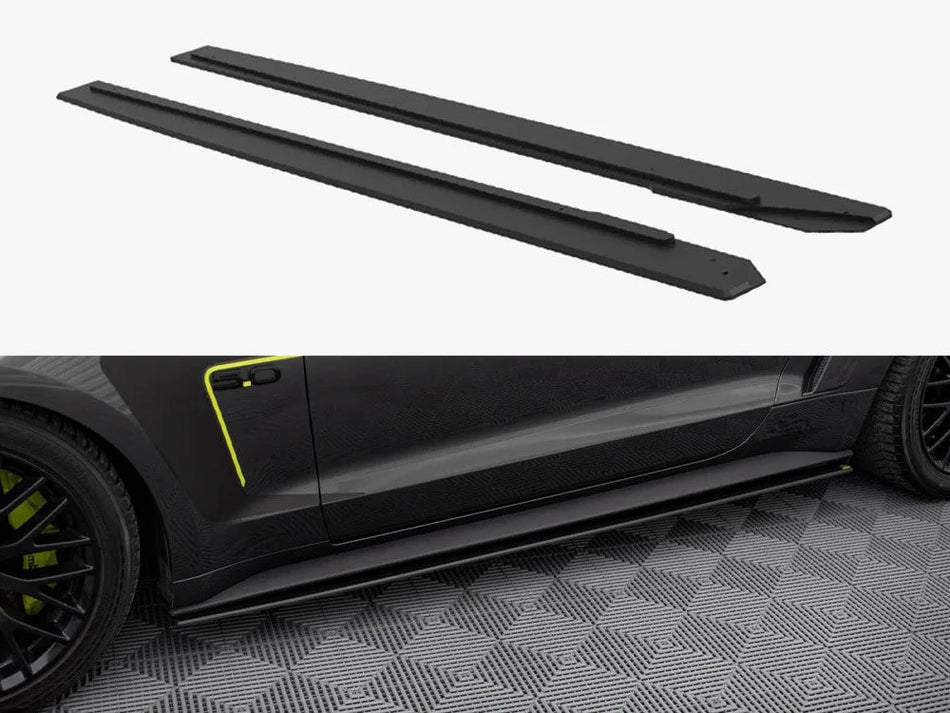 Maxton Street PRO Side Skirts Diffusers Ford Mustang GT Mk6 - Black-Red