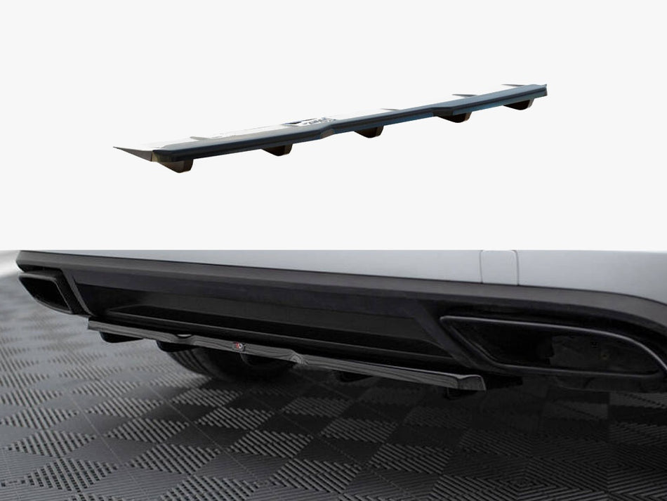 Maxton Central Rear Splitter (Vertical Bars) Skoda Kodiaq RS - Carbon Look