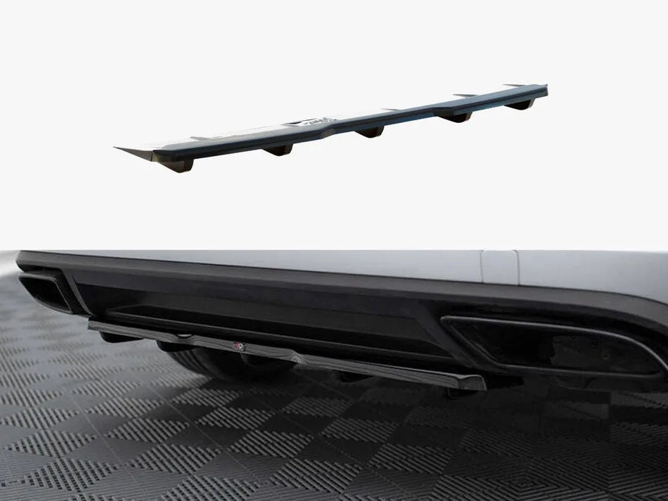 Maxton Central Rear Splitter (Vertical Bars) Skoda Kodiaq RS - Carbon Look
