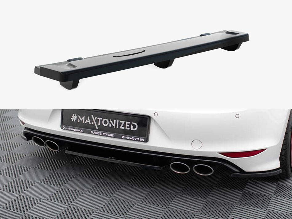 Maxton Central Rear Splitter (Vertical Bars) VW Golf R Mk7 - Carbon Look