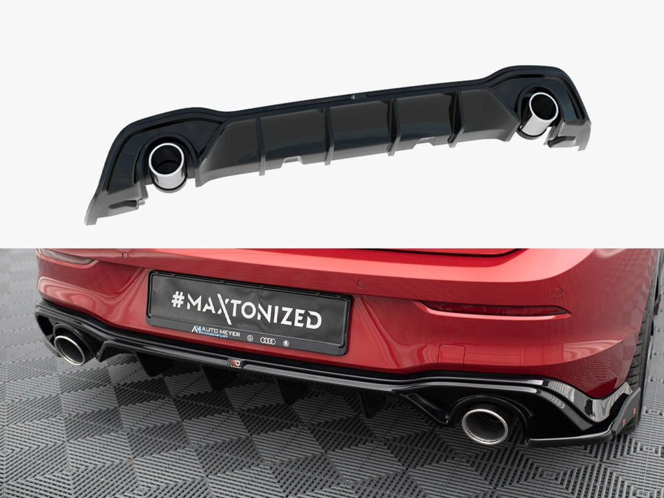 Maxton Rear Valance + Exhaust Ends Imitation Volkswagen Golf GTE / R-Line Mk8 / Mk8 Facelift