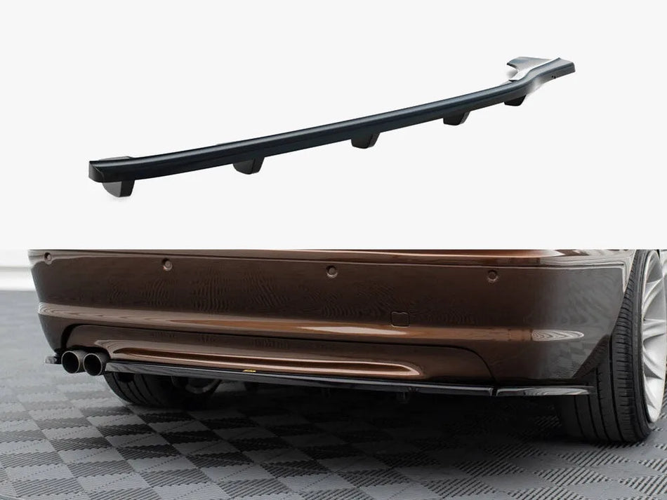 Maxton Central Rear Splitter (Vertical Bars) BMW 3 E46 Coupe M-Pack - Carbon Look