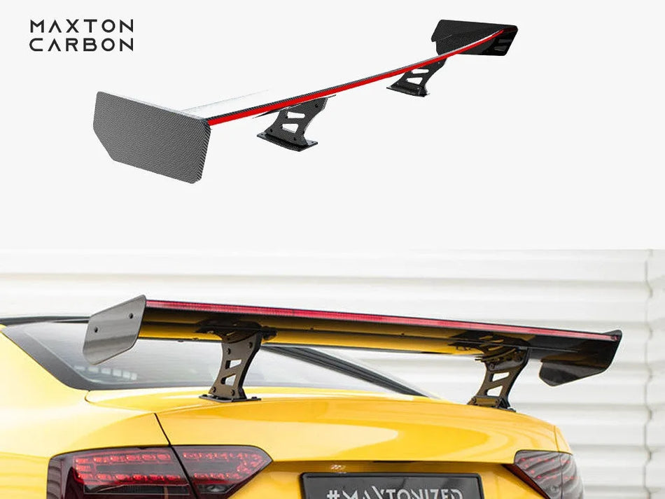 Maxton Carbon Spoiler With Internal Brackets Uprights + LED Audi A5 Coupe 8T