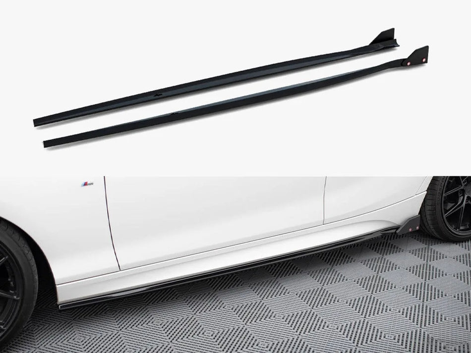 Maxton Side Skirts Diffusers V.4 + Flaps BMW 1 M-Pack / M140i F20 Facelift
