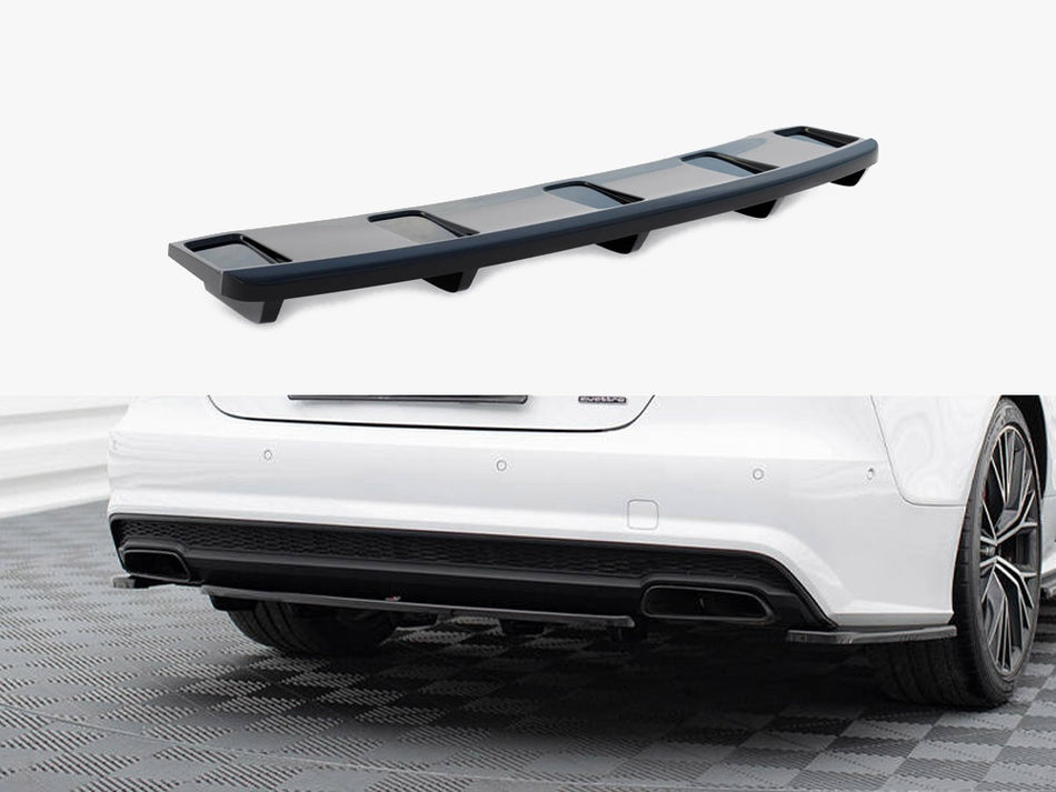 Maxton Central Rear Splitter (Vertical Bars) Audi A7 S-Line Facelift