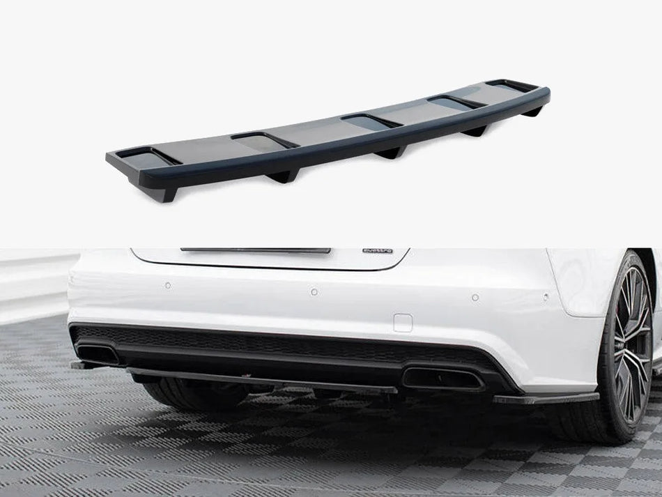 Maxton Central Rear Splitter (Vertical Bars) Audi A7 S-Line Facelift
