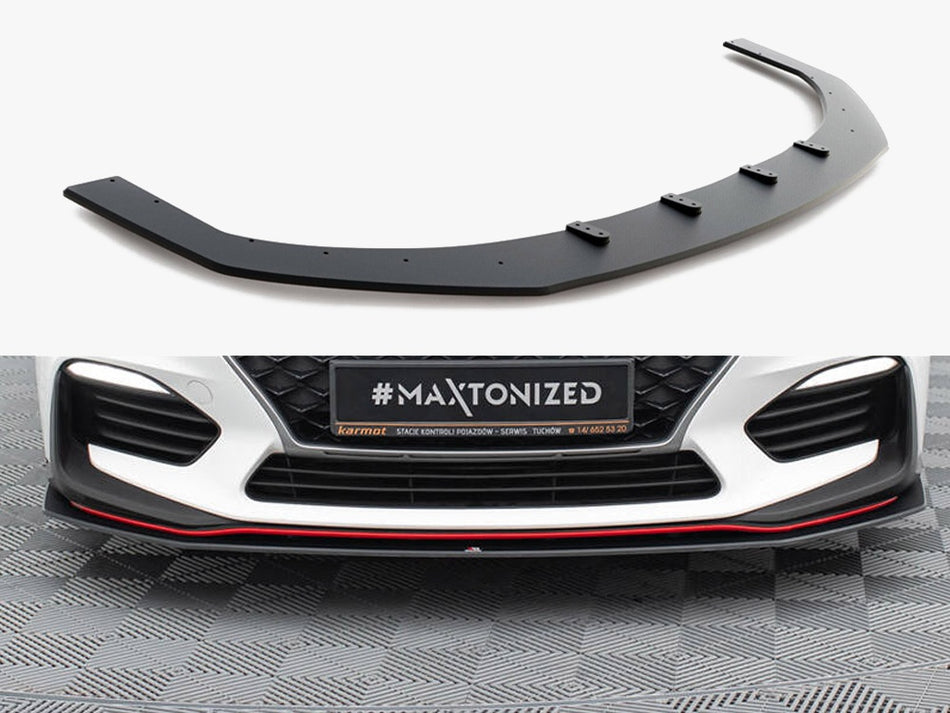 Maxton Street PRO Front Splitter Hyundai I30 N Mk3 Hatchback / Fastback - Black-Red