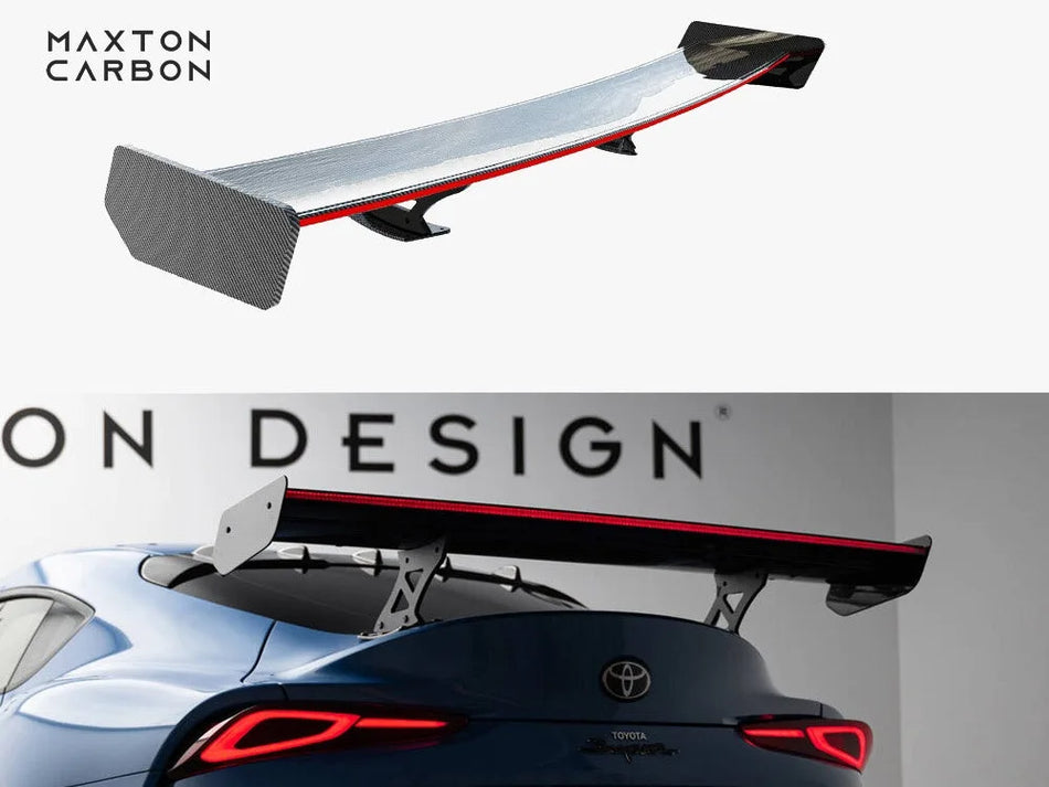 Maxton Carbon Spoiler With External Brackets Uprights + LED Toyota Supra Mk5