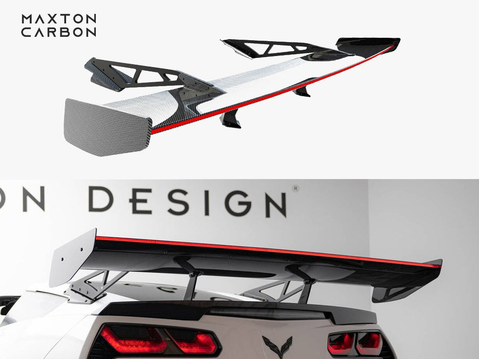 Maxton Carbon Spoiler With Upper Swan Mounting + LED Chevrolet Corvette Stingray / Grand Sport C7