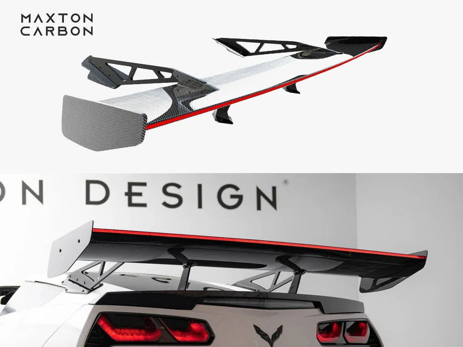 Maxton Carbon Spoiler With Upper Swan Mounting + LED Chevrolet Corvette Stingray / Grand Sport C7